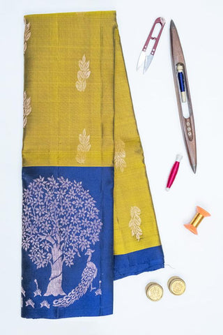 PEACOCK UNDER THE TREE - UPPADA HANDLOOM HALF PURE SILK SAREE