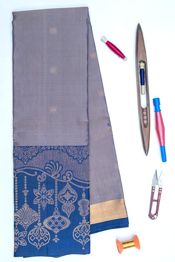 TEAL BLUE & LAVENDER - KANCHIPURAM HANDLOOM PURE SILK SAREE