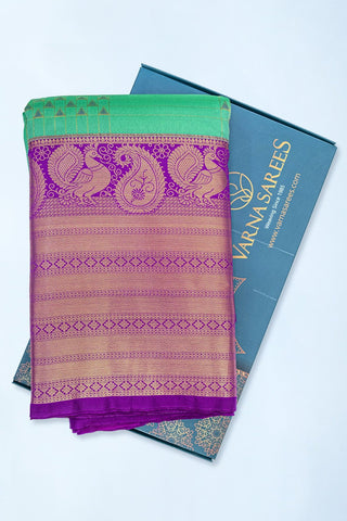 CGREEN & PURPLE - SEMI KANCHIPURAM SILK SAREE