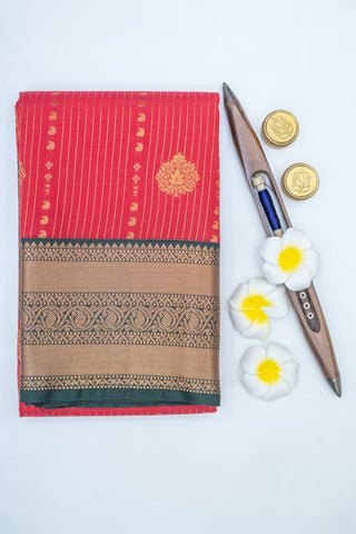 RED & GREEN - KANCHIPURAM KORVAI SEMI SILK SAREE