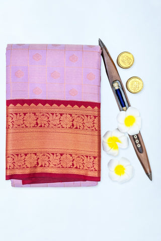 PASTEL PURPLE & MAROON - KANCHIPURAM KORVAI SEMI SILK SAREE