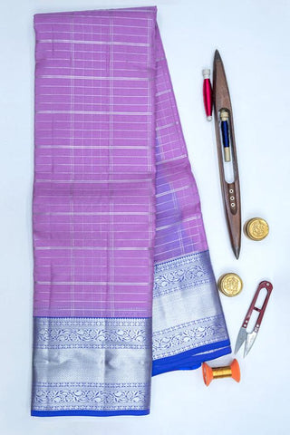 BLUE & PURPLE - DHARMAVARAM HANDLOOM HALF PURE SILK SAREE