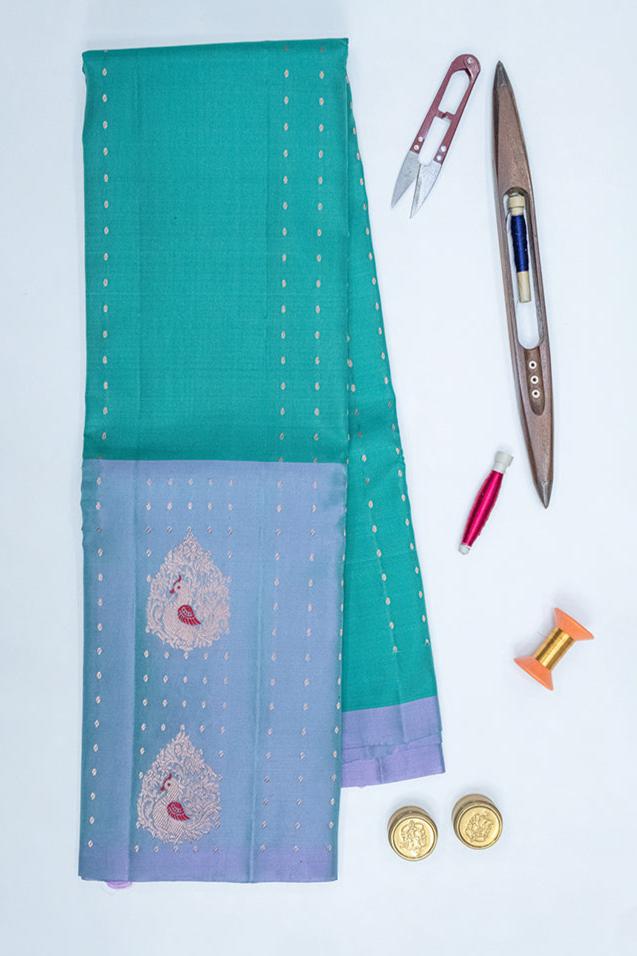 PEACOCK MOTIF - UPPADA HANDLOOM HALF PURE SILK SAREE