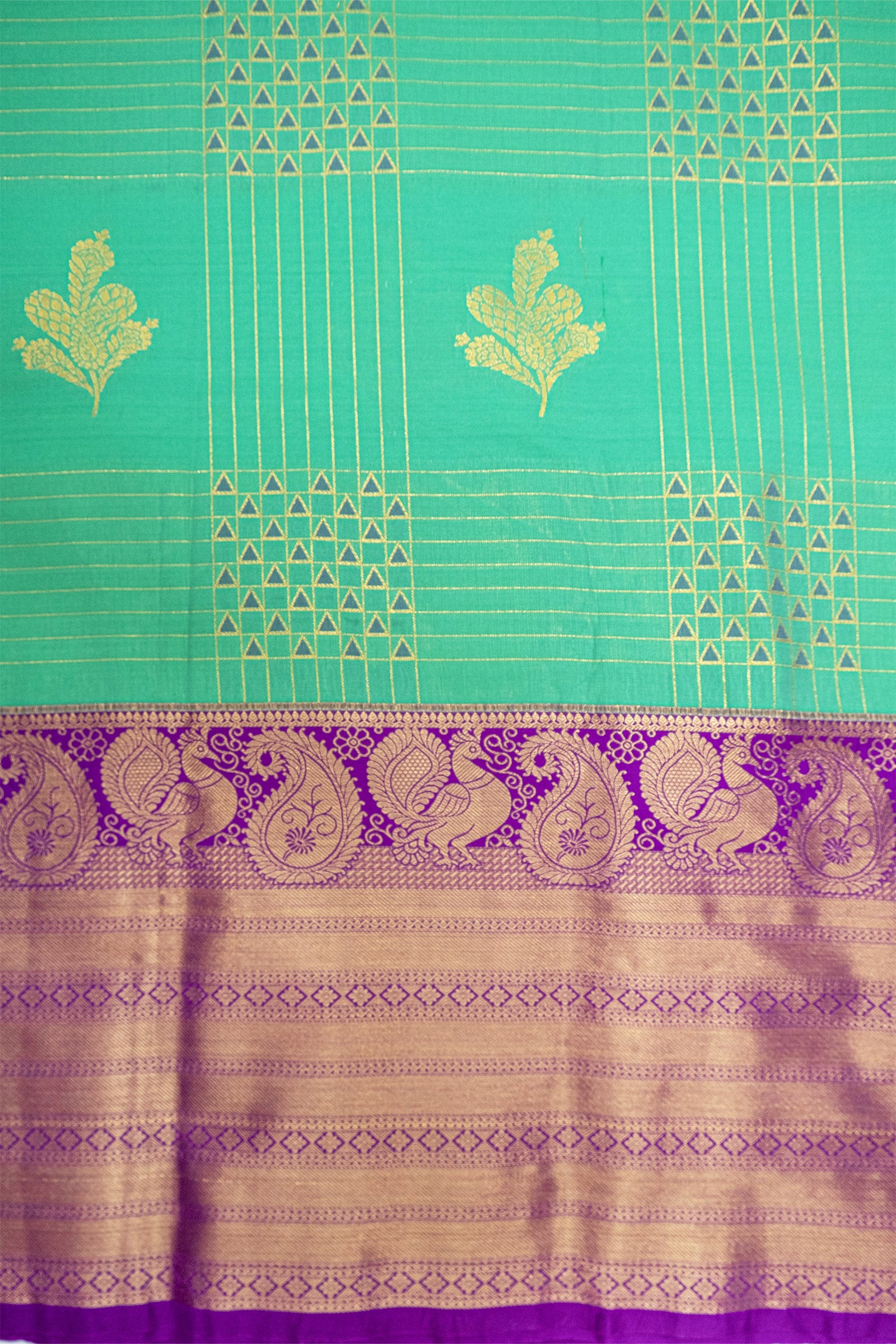 CGREEN & PURPLE - SEMI KANCHIPURAM SILK SAREE