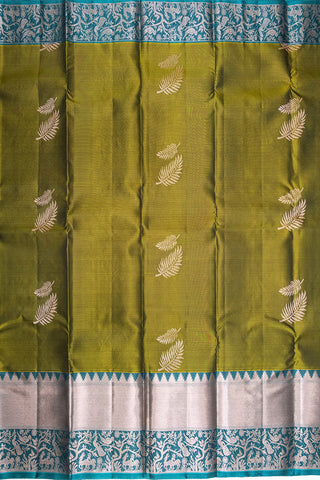 HEART GOLD & MIDNIGHT GREEN - DHARMAVARAM HANDLOOM PURE SILK SAREE