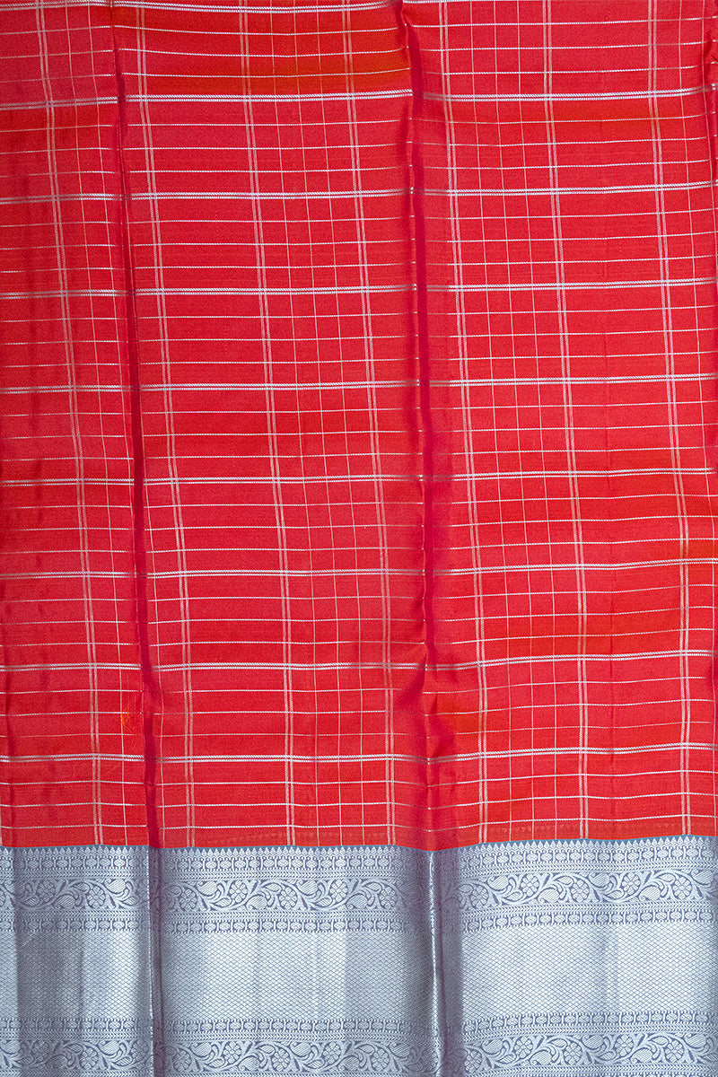 RED & SKY BLUE - DHARMAVARAM HANDLOOM PURE SILK SAREE