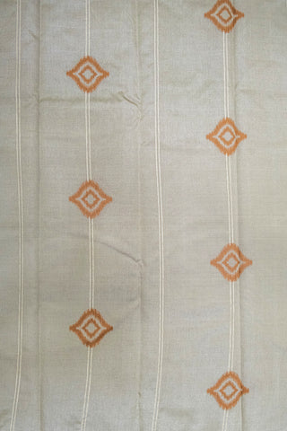 SILVER & DARK TAN - SOUTH BORDERLESS SEMI SILK SAREE