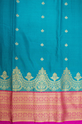 TEAL BLUE & PINK - SEMI KANCHIPURAM SILK SAREE