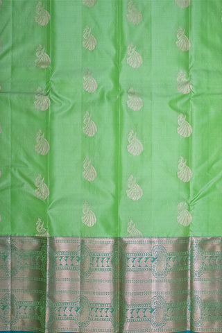 SKY BLUE & LIGHT GREEN - DHARMAVARAM HANDLOOM PURE SILK SAREE