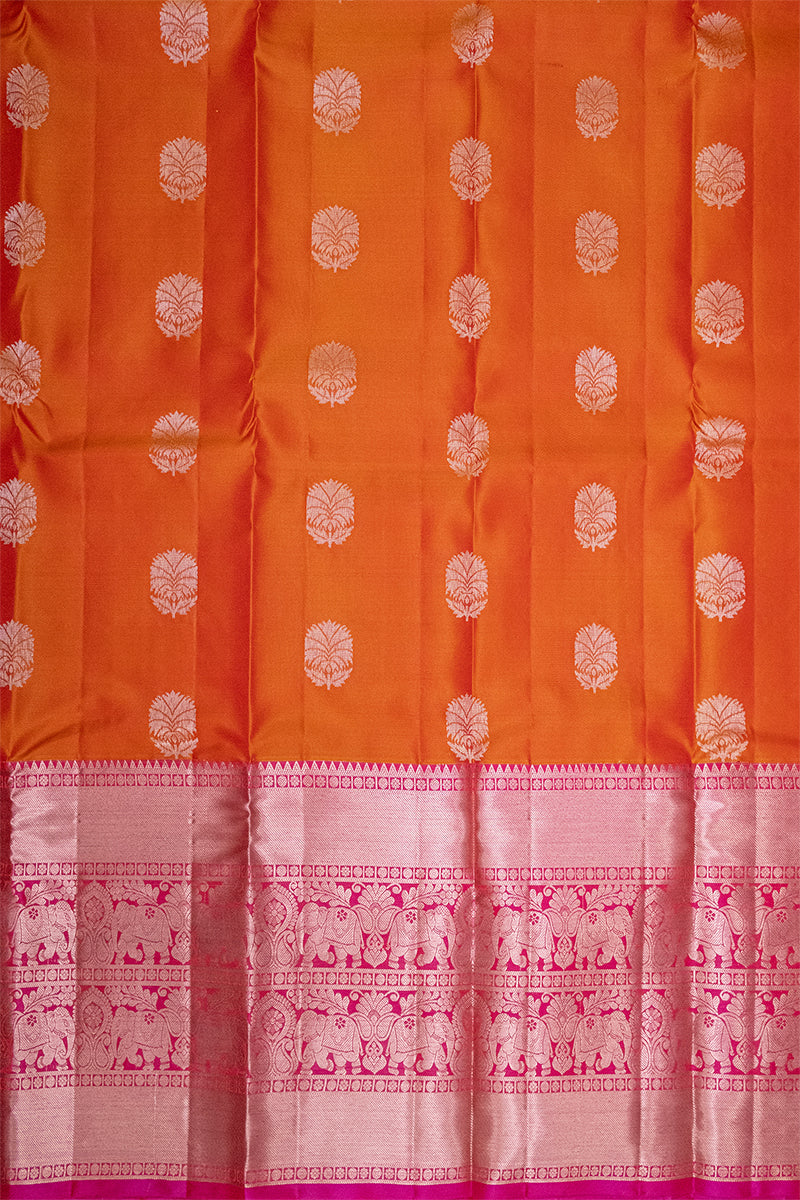 ORANGE & PINK - DHARMAVARAM HANDLOOM HALF PURE SILK SAREE