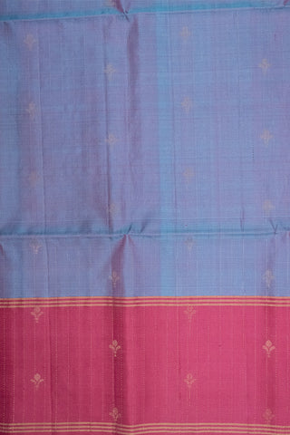 RICH MAROON & COOL GREY - KANCHIPURAM HANDLOOM PURE SILK SAREE - SOFT & LIGHT WEIGHT