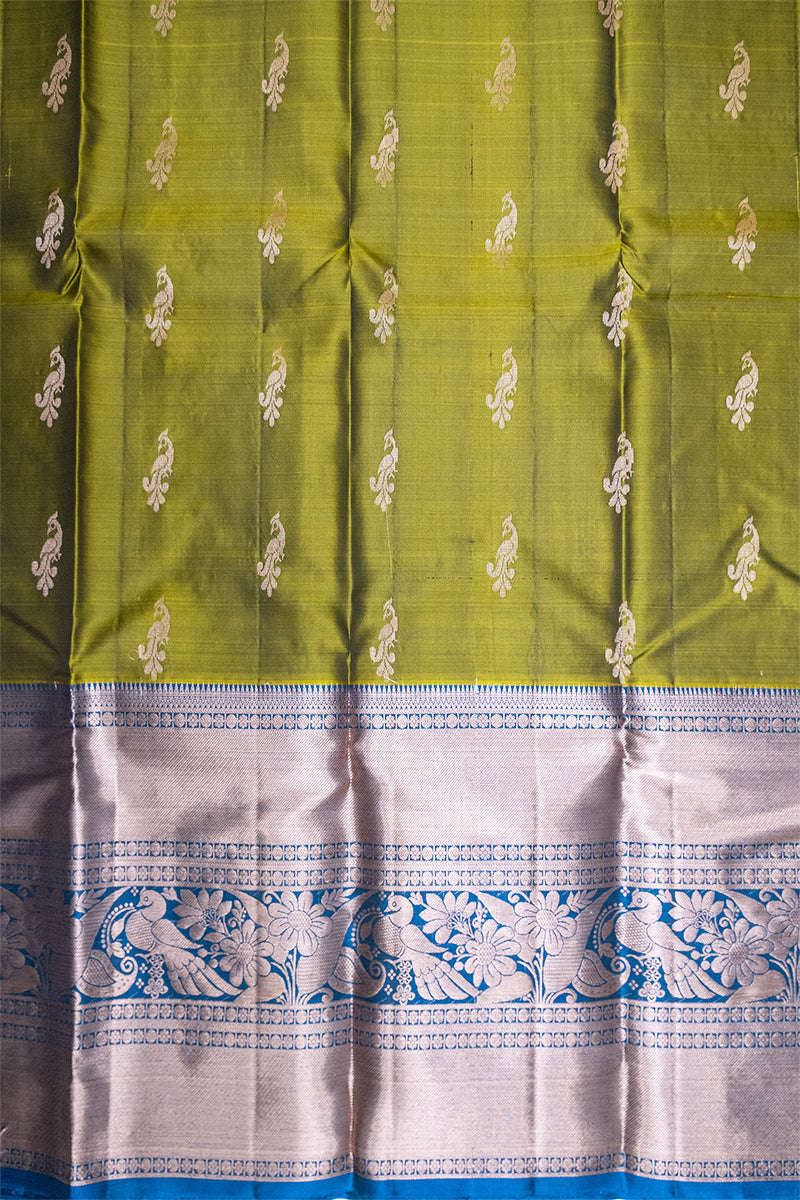 OLIVE & BLUE - DHARMAVARAM HANDLOOM PURE SILK SAREE