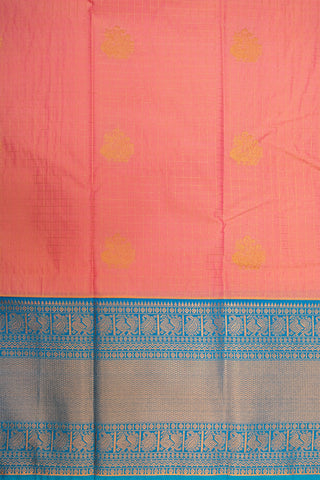 SALMON & BLUE - KANCHIPURAM KORVAI SEMI SILK SAREE