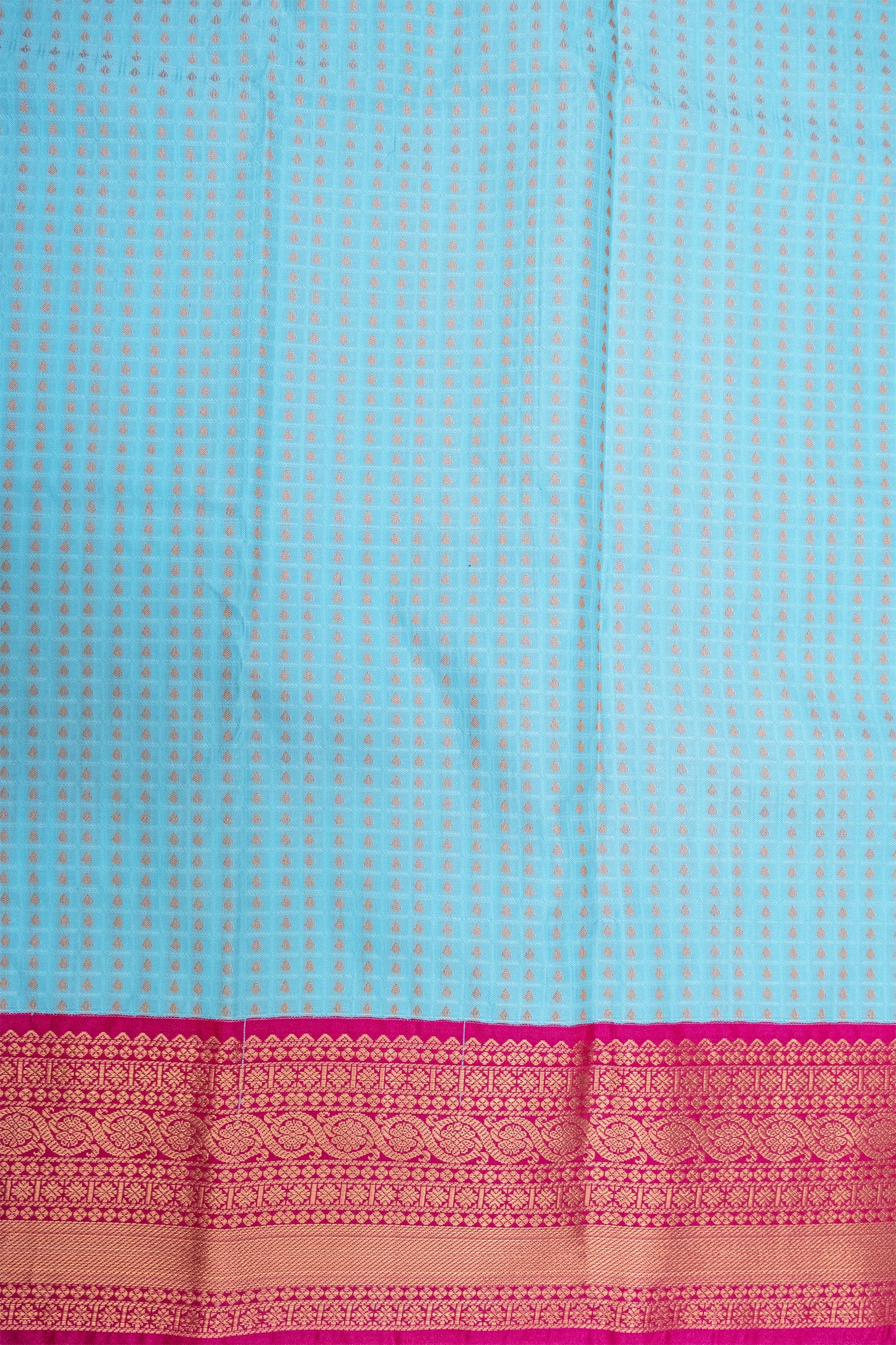 PINK & SKY BLUE - KANCHIPURAM KORVAI SEMI SILK SAREE