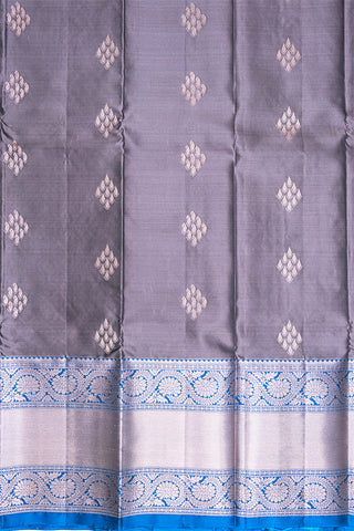 MID NIGHT BLUEE & GREY - DHARMAVARAM HANDLOOM PURE SILK SAREE