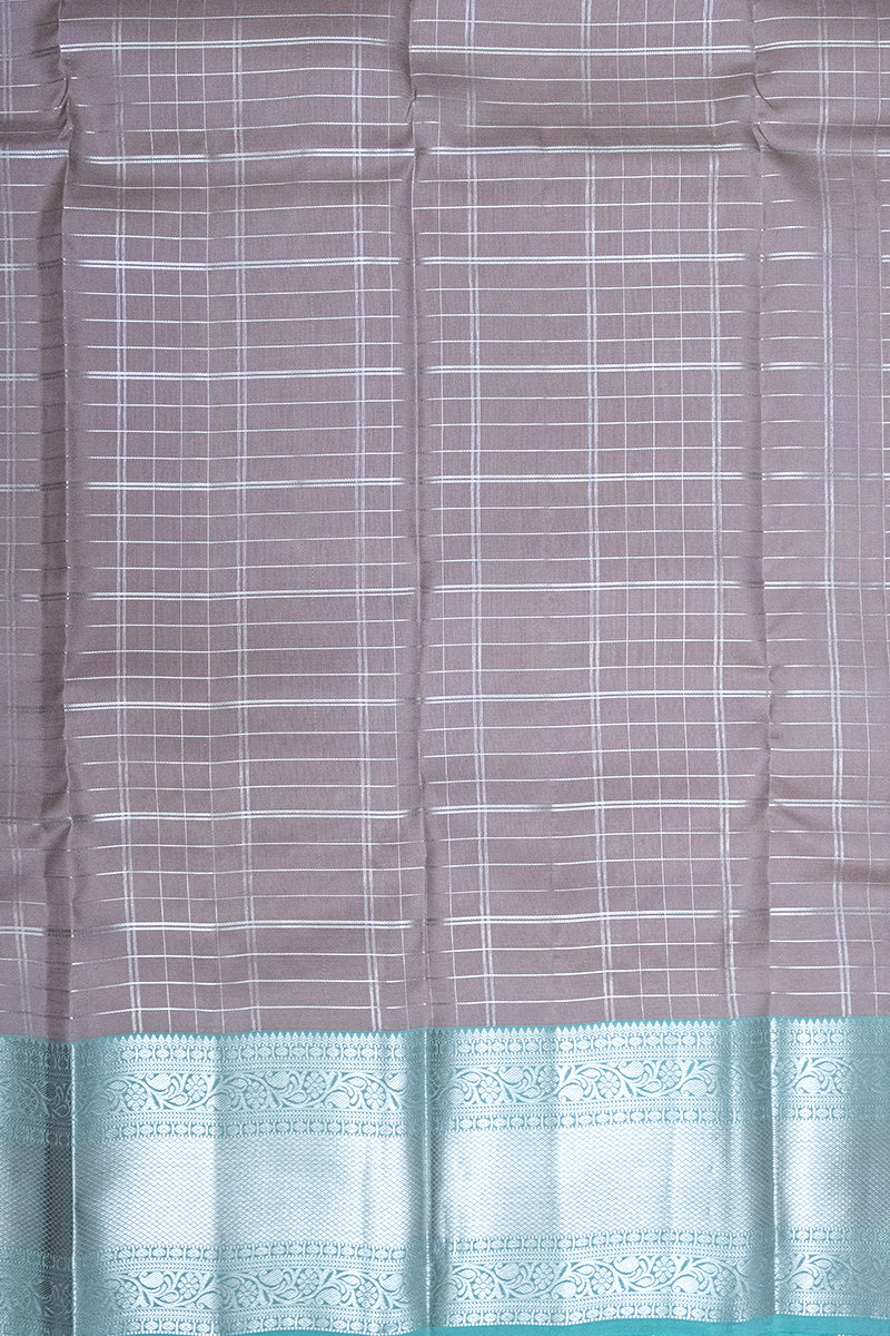 GREY & SKY BLUE -  DHARMAVARAM HANDLOOM PURE SILK SAREE