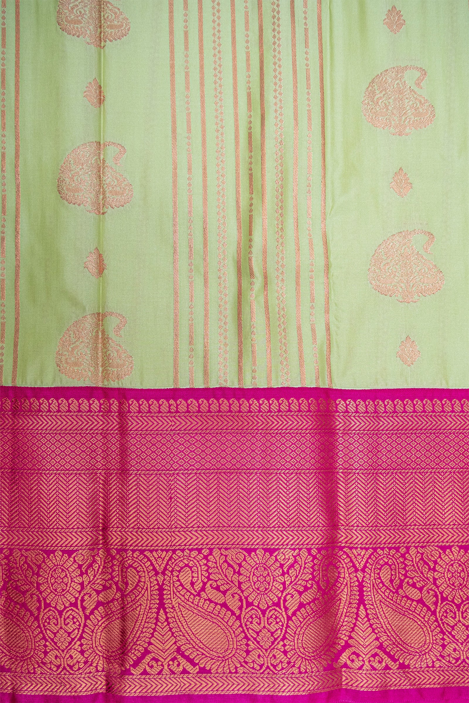 OLIVINE & RED VIOLET - SEMI KANCHIPURAM SILK SAREE