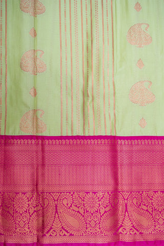 OLIVINE & RED VIOLET - SEMI KANCHIPURAM SILK SAREE