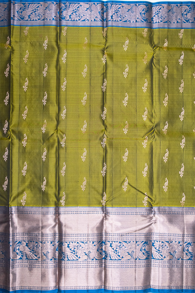 OLIVE & BLUE - DHARMAVARAM HANDLOOM PURE SILK SAREE