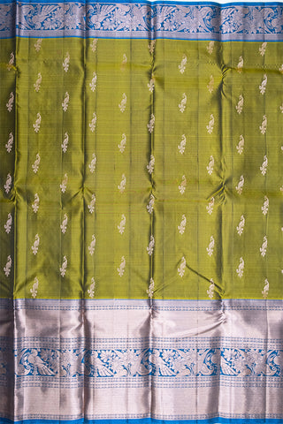 OLIVE & BLUE - DHARMAVARAM HANDLOOM PURE SILK SAREE