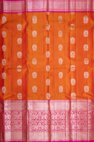 ORANGE & PINK - DHARMAVARAM HANDLOOM HALF PURE SILK SAREE