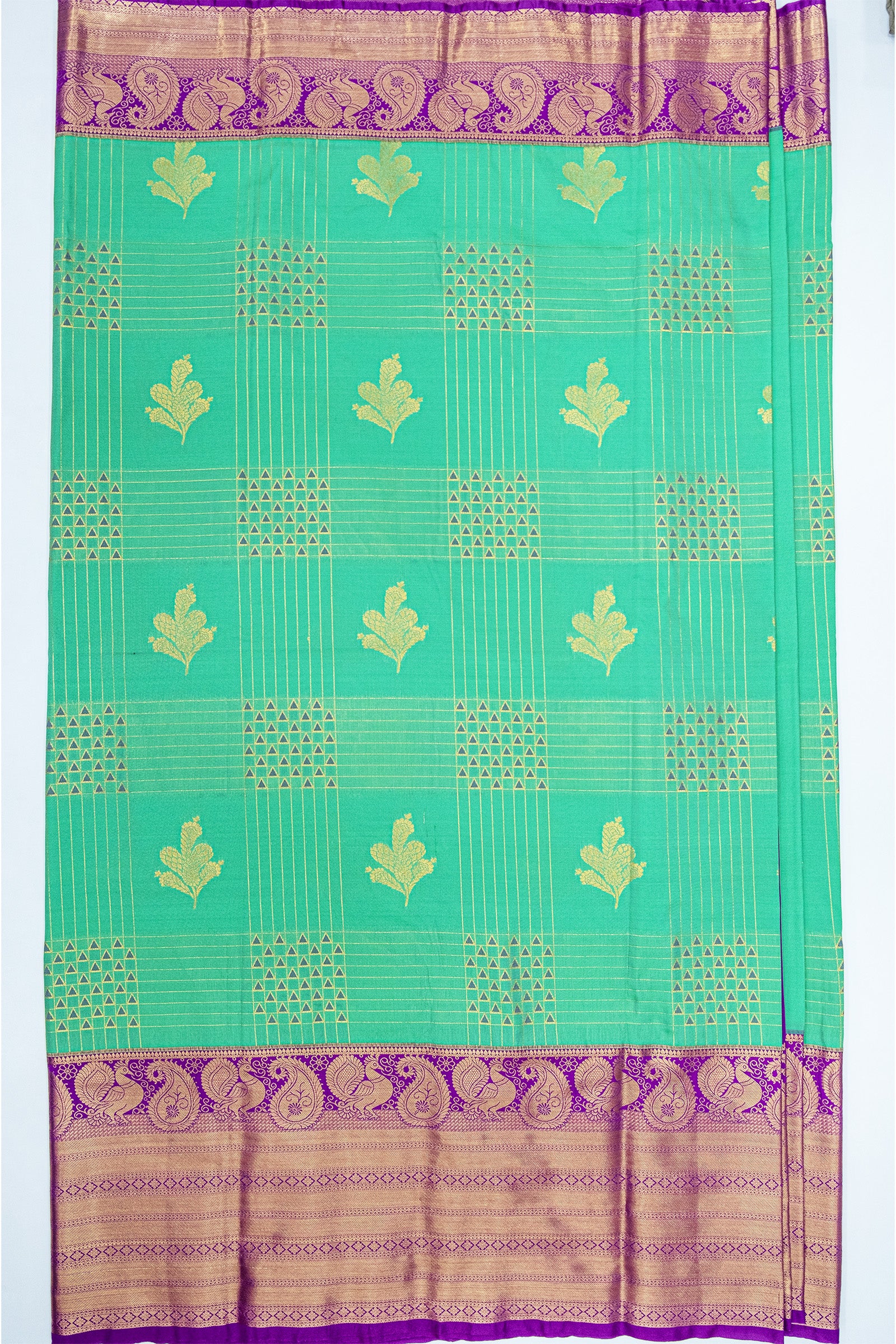 CGREEN & PURPLE - SEMI KANCHIPURAM SILK SAREE