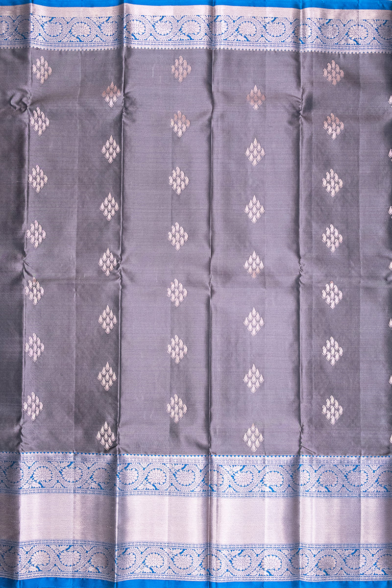 MID NIGHT BLUEE & GREY - DHARMAVARAM HANDLOOM PURE SILK SAREE