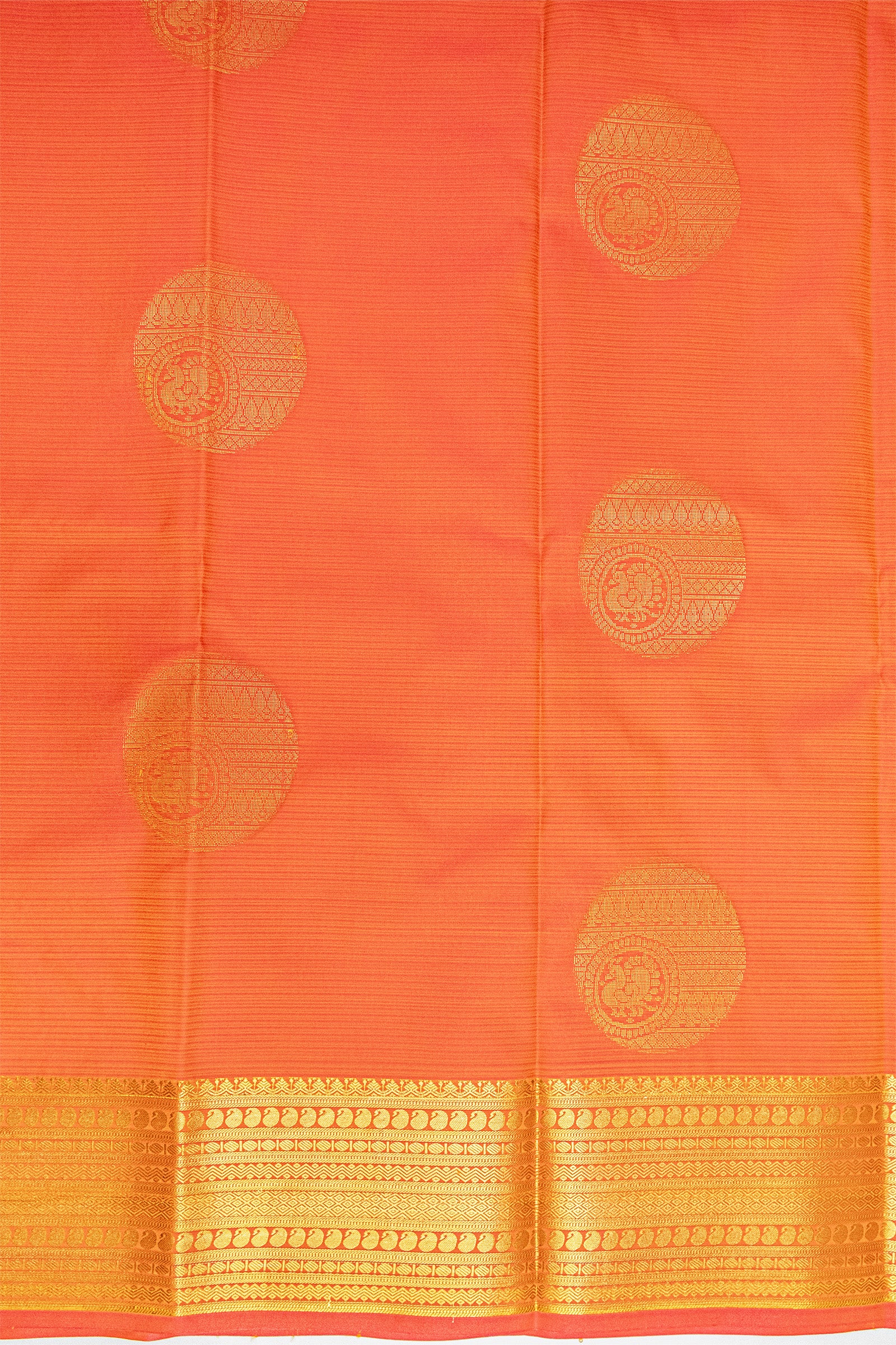 CARROT ORANGE & GOLD - KANCHIPURAM SOFT SILK SAREE