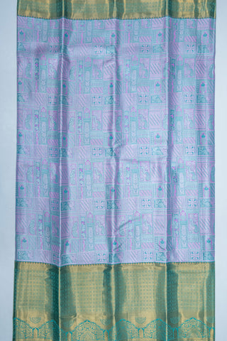 TEAL BLUE & PURPLE - DHARMAVARAM BROCADE SILVER TISSUE SILK SAREE