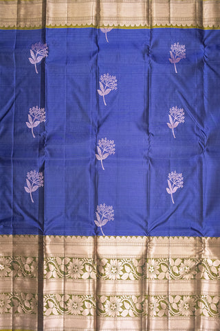 TEAL BLUE & OLIVE - DHARMAVARAM HANDLOOM PURE SILK SAREE