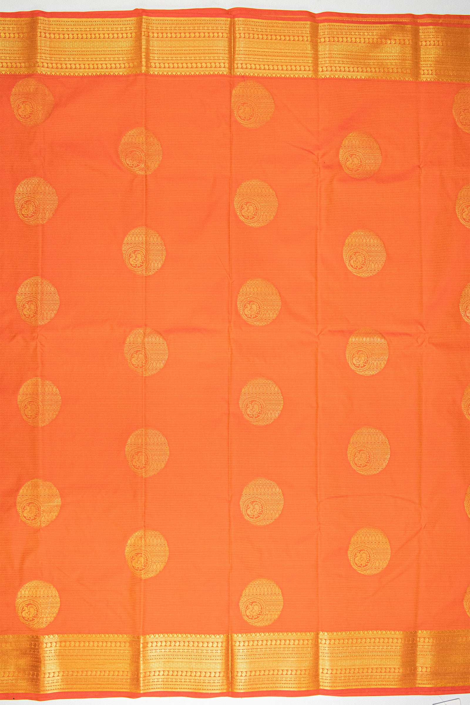 CARROT ORANGE & GOLD - KANCHIPURAM SOFT SILK SAREE