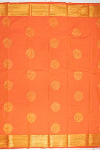 CARROT ORANGE & GOLD - KANCHIPURAM SOFT SILK SAREE