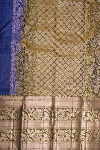 TEAL BLUE & OLIVE - DHARMAVARAM HANDLOOM PURE SILK SAREE