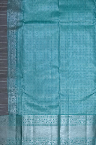 GREY & SKY BLUE -  DHARMAVARAM HANDLOOM PURE SILK SAREE