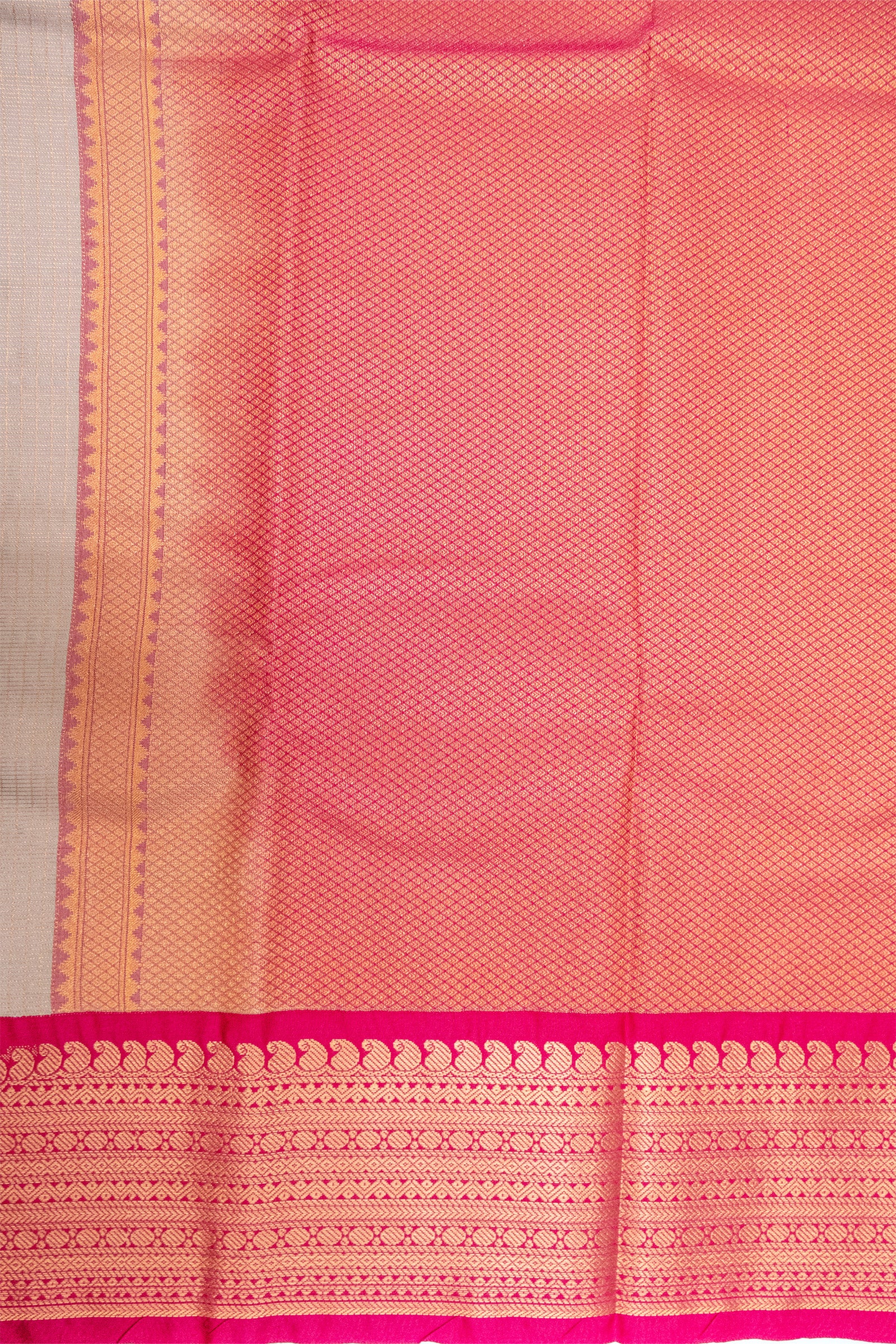 CREAM & PINK - KANCHIPURAM KORVAI SEMI SILK SAREE