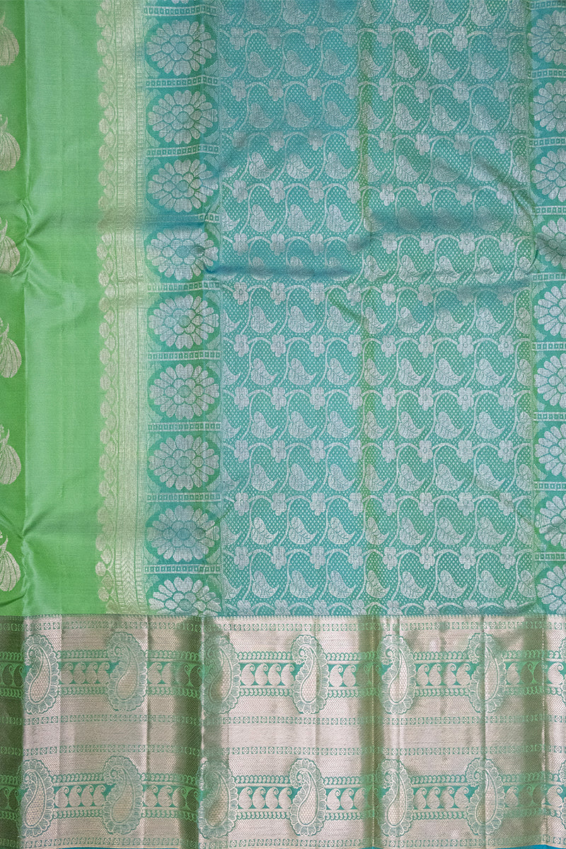 SKY BLUE & LIGHT GREEN - DHARMAVARAM HANDLOOM PURE SILK SAREE