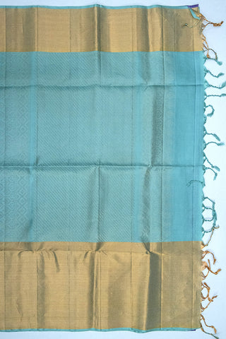 TEAL BLUE & GOLD - KANCHIPURAM HANDLOOM PURE SILK SAREE - SOFT & LIGHT WEIGHT