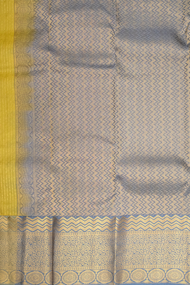 YELLOW & GREY - DHARMAVARAM HANDLOOM PURE SILK SAREE