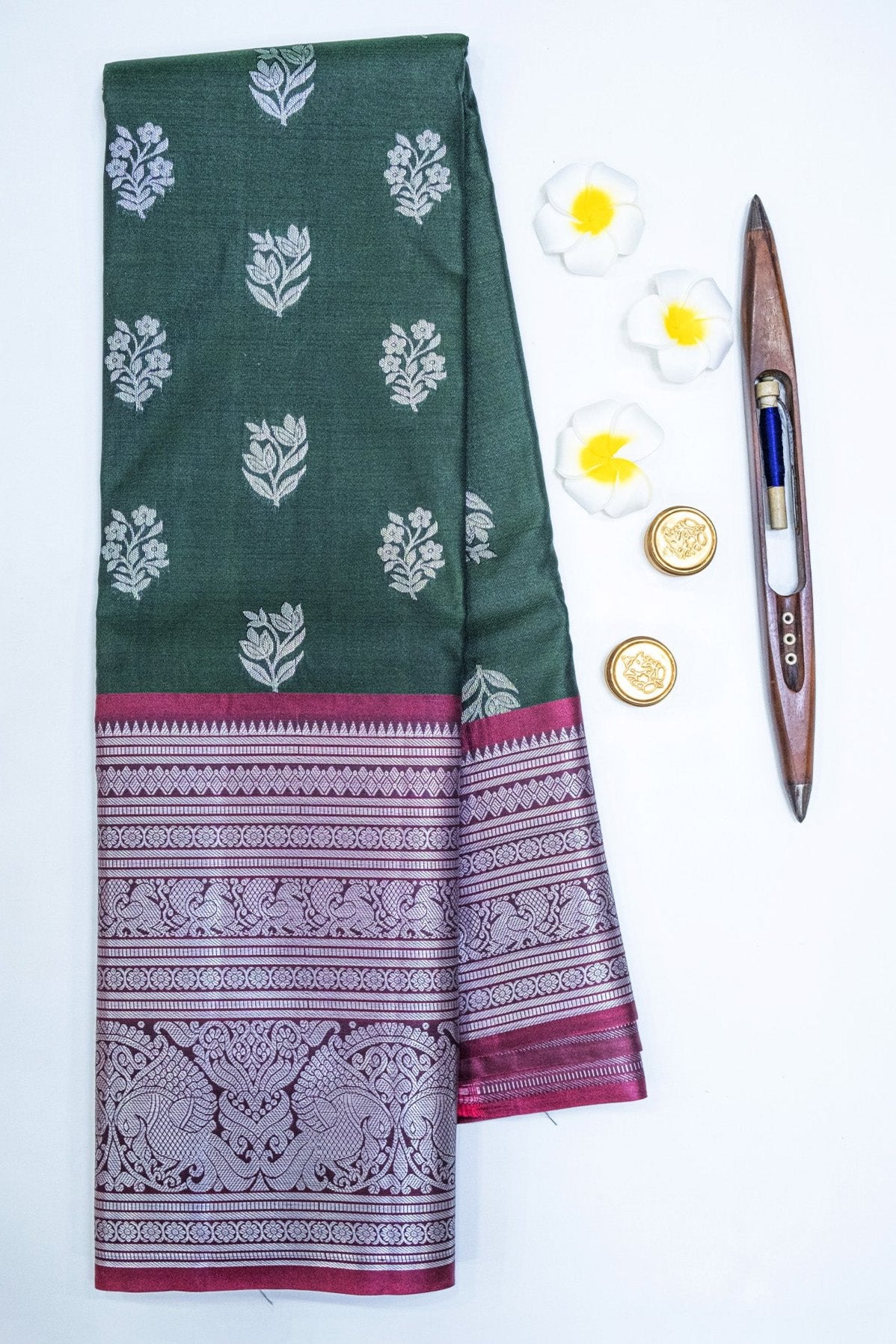 DHARMAVARAM SEMI SILK SAREE - BIG BORDER & MOTIFS