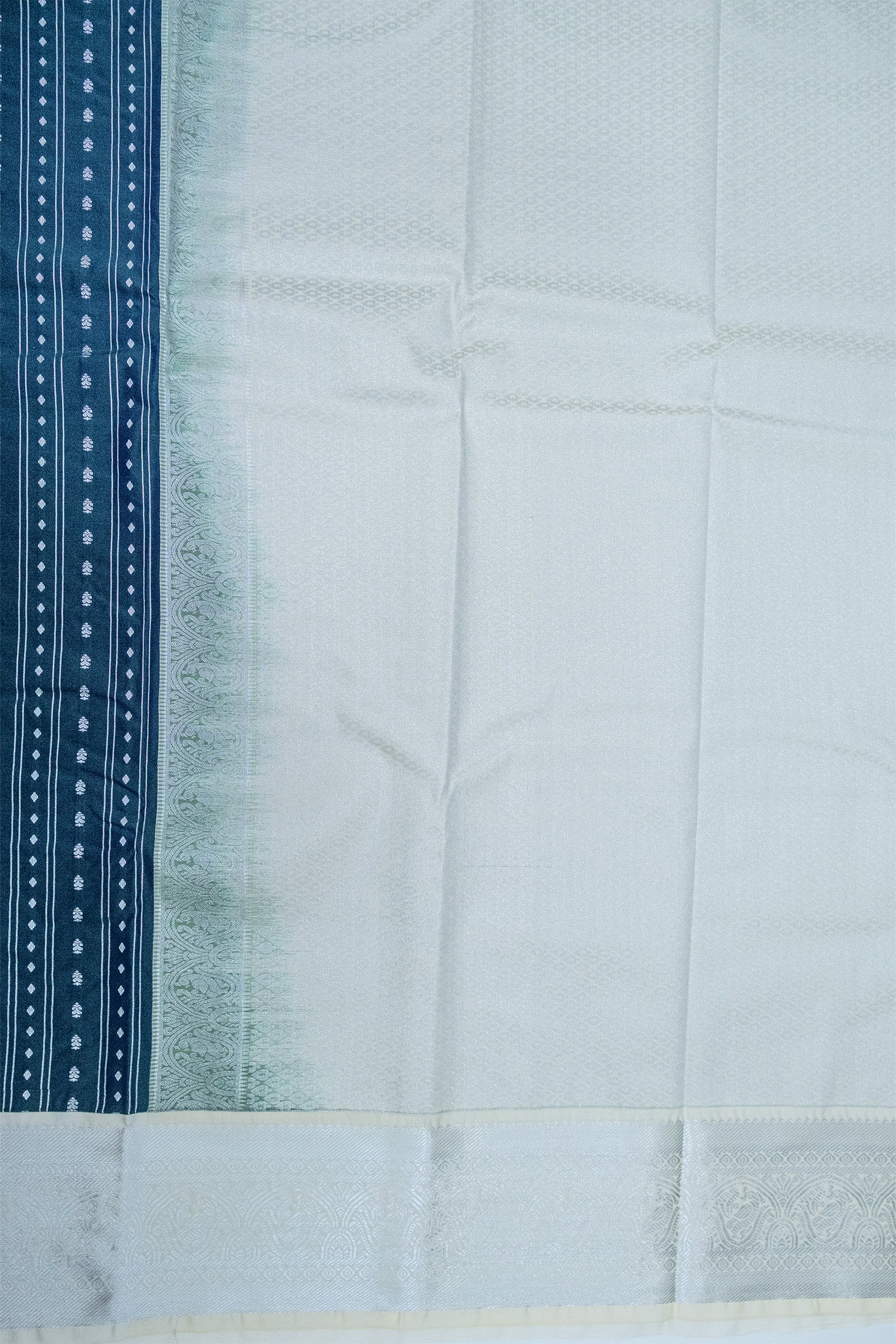 SEA BLUE & LIGHT GREY - KANCHIPURAM KORVAI SEMI SILK SAREE