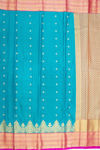 TEAL BLUE & PINK - SEMI KANCHIPURAM SILK SAREE