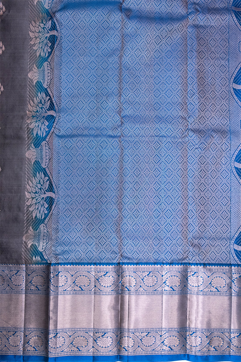 MID NIGHT BLUEE & GREY - DHARMAVARAM HANDLOOM PURE SILK SAREE