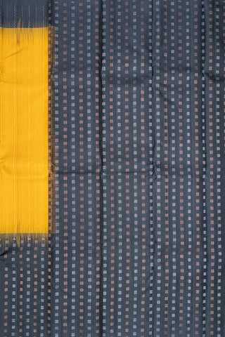 YELLOW & GREY - HARVEST GLOD & CHARCOAL - KANCHIPURAM HANDLOOM PURE SILK SAREE