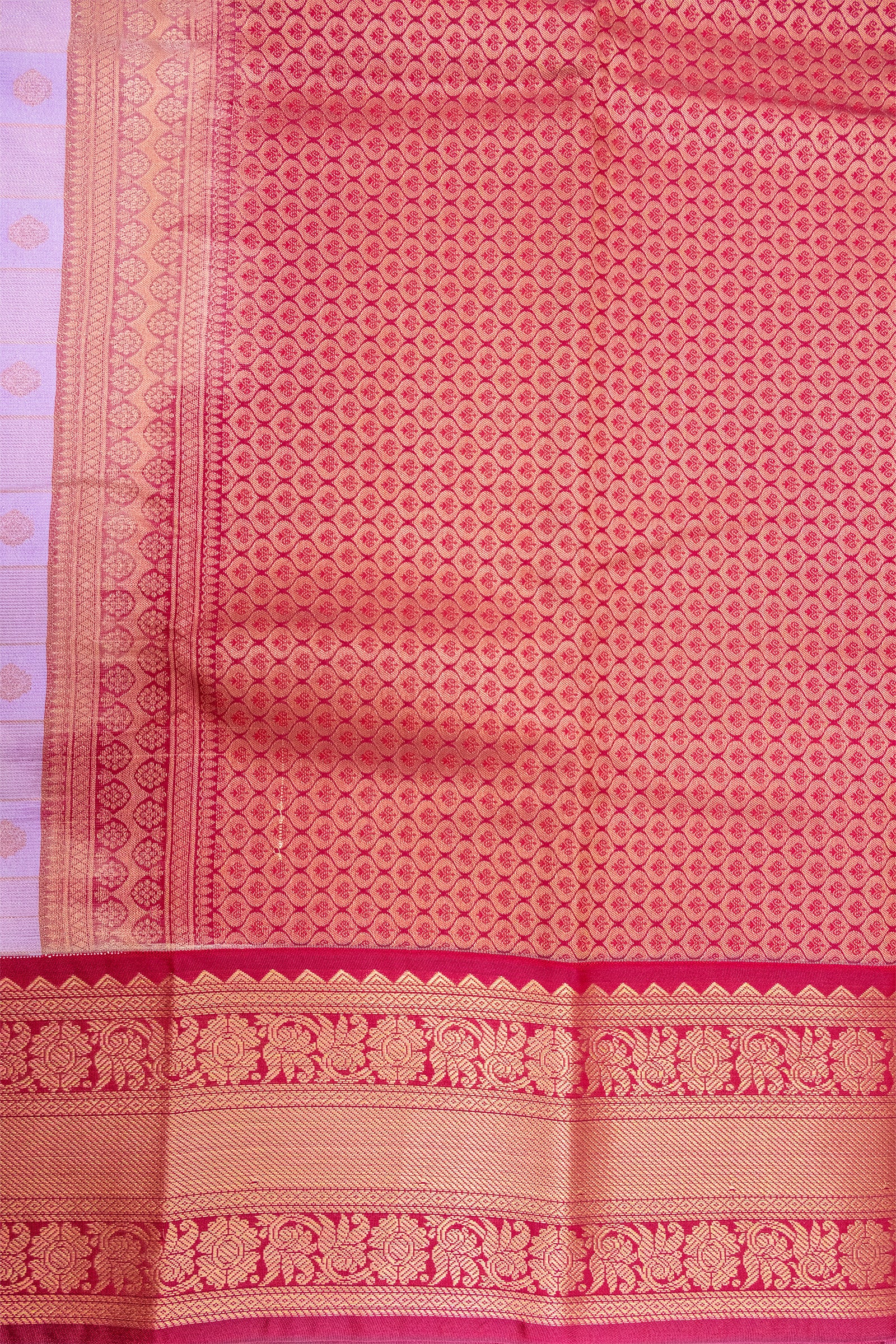 PASTEL PURPLE & MAROON - KANCHIPURAM KORVAI SEMI SILK SAREE