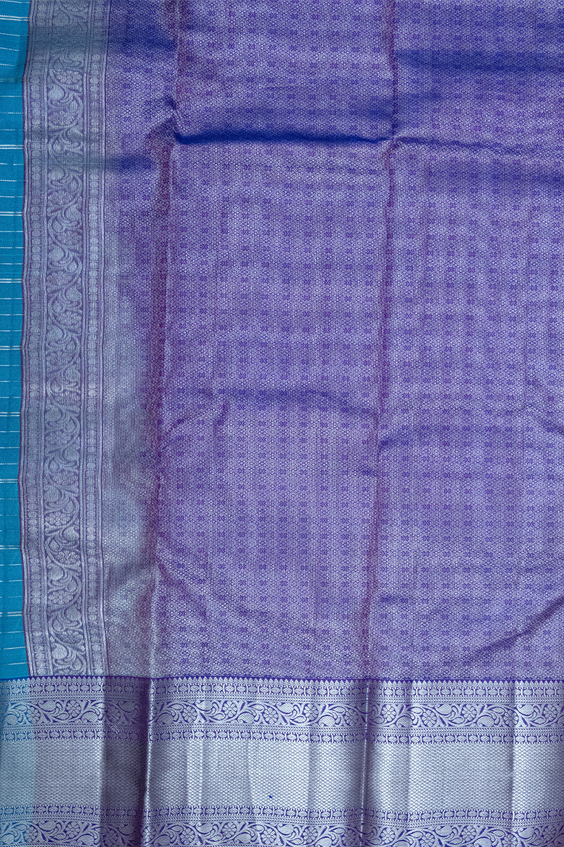 PURPLE & SKY BLUE - DHARMAVARAM HANDLOOM PURE SILK SAREE