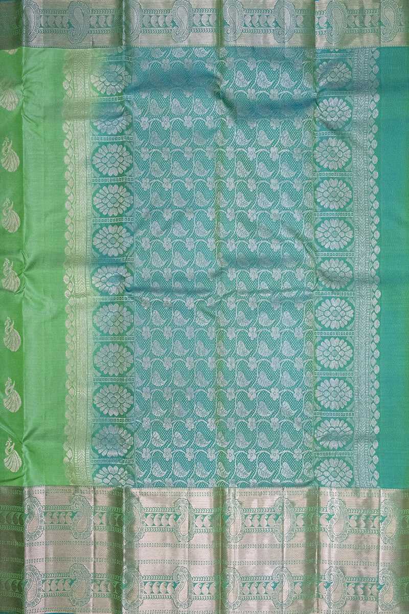 SKY BLUE & LIGHT GREEN - DHARMAVARAM HANDLOOM PURE SILK SAREE