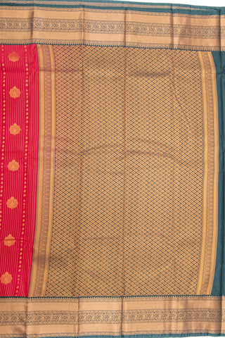 RED & GREEN - KANCHIPURAM KORVAI SEMI SILK SAREE