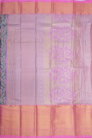 GREY & PINK - DHARMAVARAM BROCADE SILVER TISSUE SILK SAREE