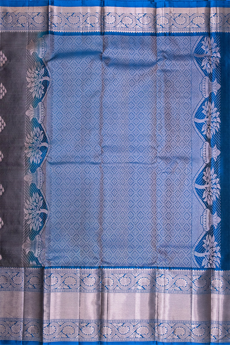 MID NIGHT BLUEE & GREY - DHARMAVARAM HANDLOOM PURE SILK SAREE