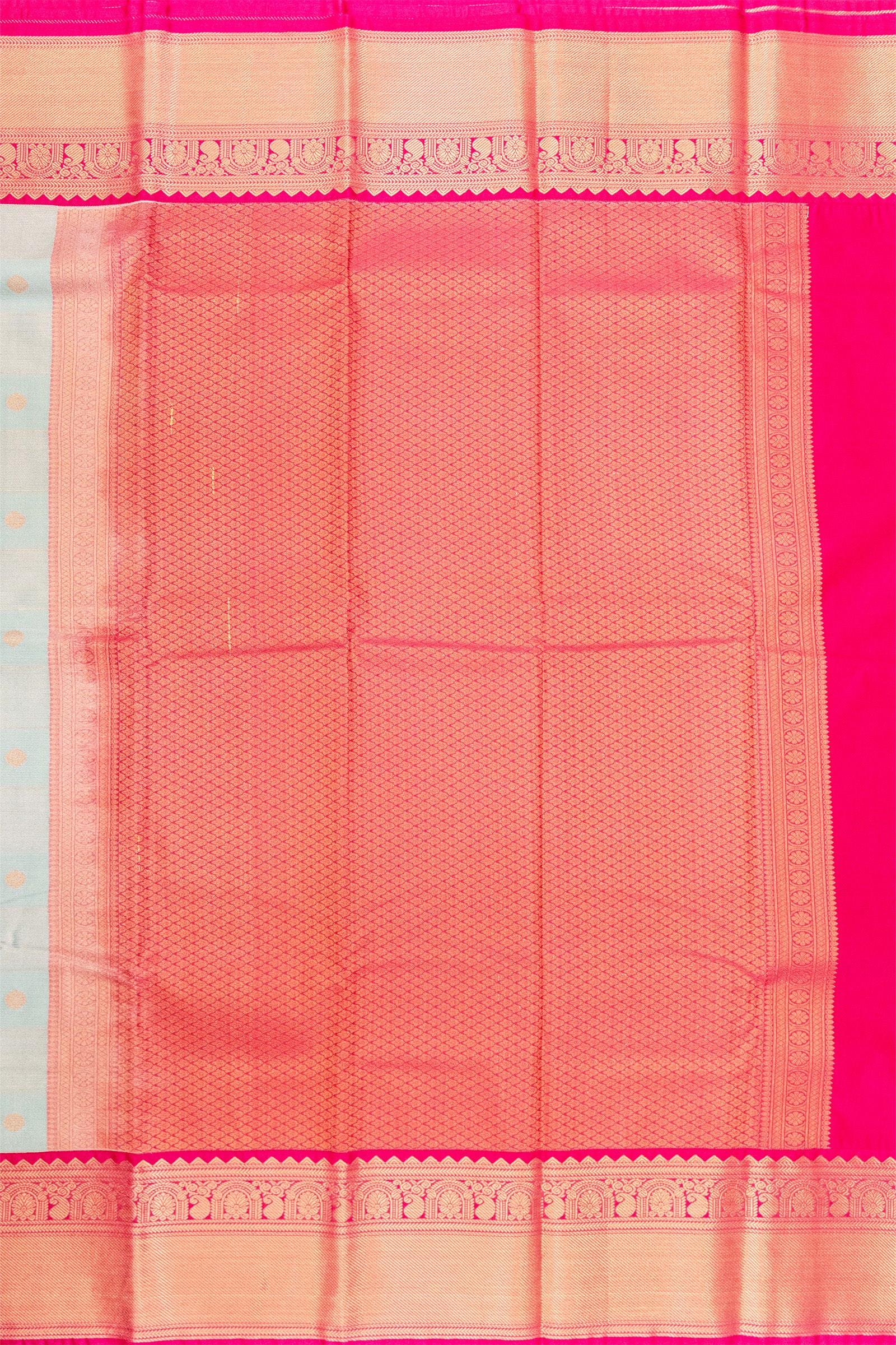 OLIVE GREEN & PINK - KANCHIPURAM KORVAI SEMI SILK SAREE